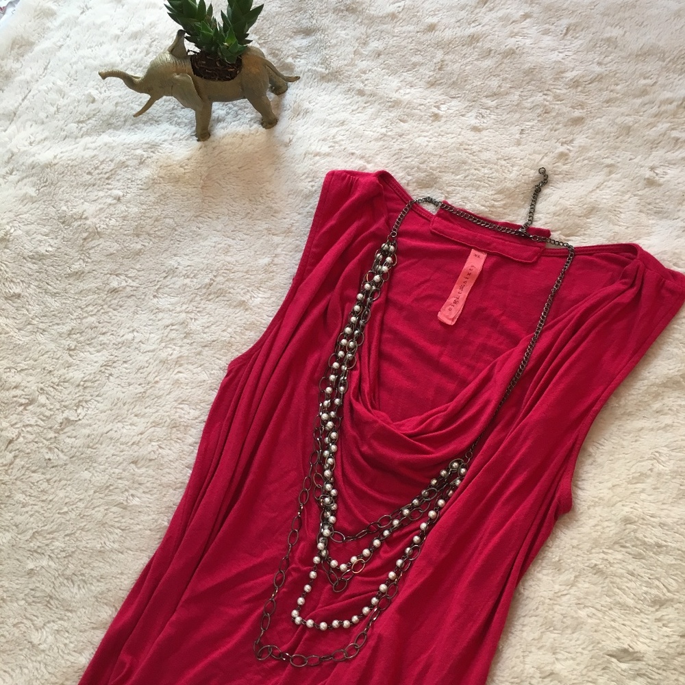 eight sixty cowl neck drape top with necklace